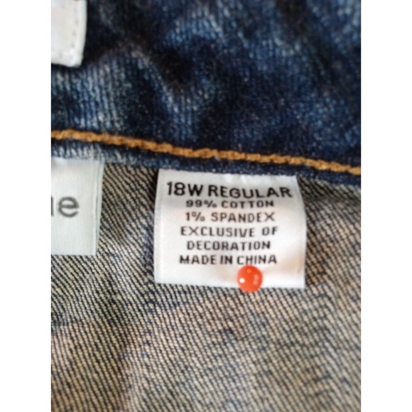 Liz Claiborne Womens Plus Size 22W Reg. Straight Leg Stretch Pockets Blue Jeans - Picture 4 of 13